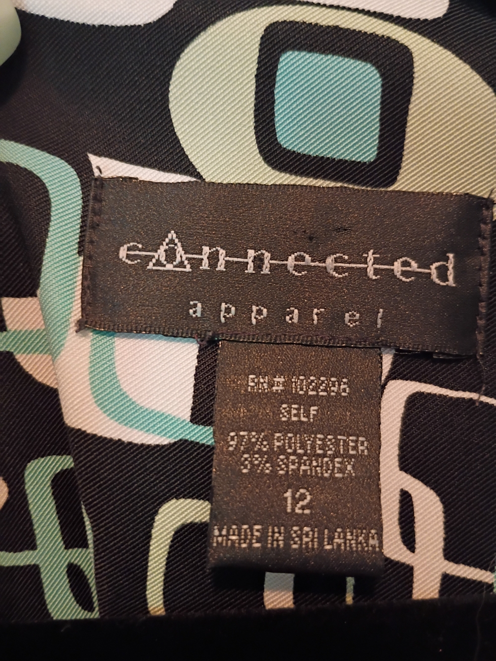 connected apparel Black Geometric A-line Dress with Aqua Accents - Picture 6 of 7